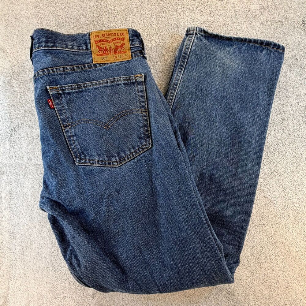 Levi’s 505 Jeans Mens Straight Leg Blue Denim W36 L30 Original Fit